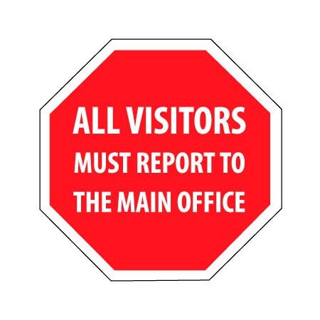 National Marker Co Security Stop Sign - All Visitors Must Report To The Main Office SS1R